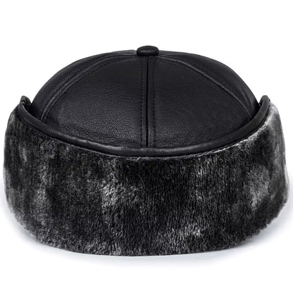 Winter New Men'S Hat Imitation Leather Baseball Cap, Fashion Ear Protection Cap, Cap, Winter Outdoor Warm Hat, Elderly Hat